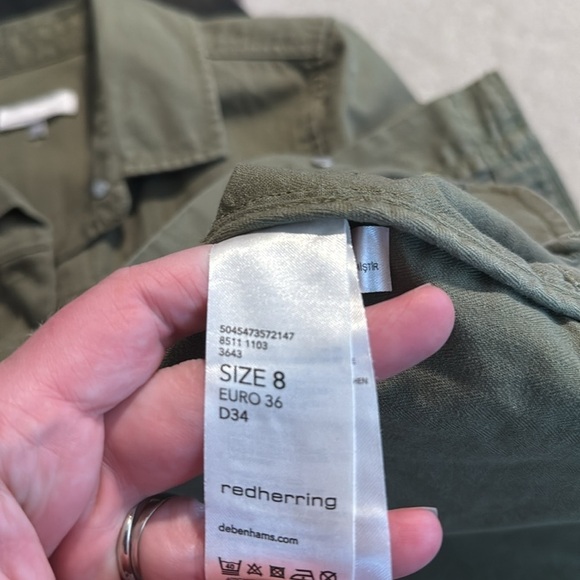 RedHerring Army Green Floral Butterfly Embroidered Utility Jacket Size 8 - Picture 12 of 12